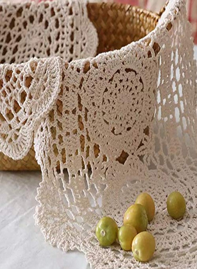 Phantomon Lace Doilies Handmade Crochet Placemats Cotton Doilies Cloth Lace, Pack of 4, Oval Shape, 10 x 14 inch (Beige) - Image 5